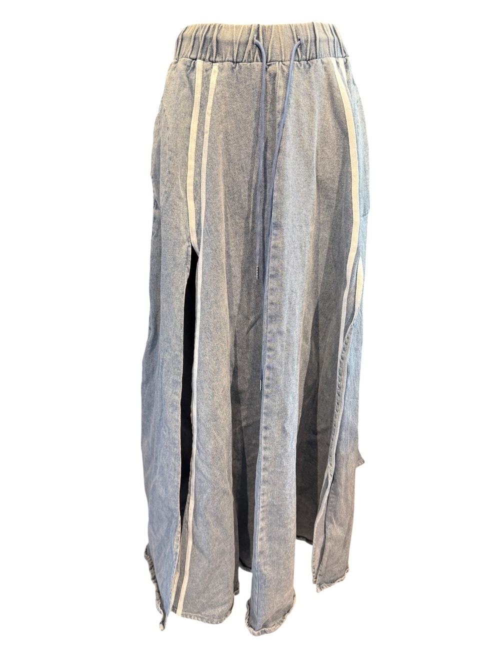Akira Light Blue Denim Maxi Skirt with High Side Slits